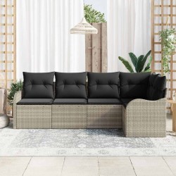 Ensemble de canapé de jardin 5 pcs Gris clair Poly rotin 518209518209