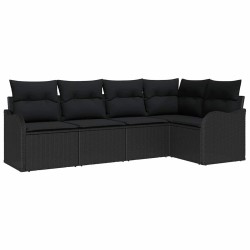 Ensemble de canapé de jardin Noir polyrotin 518210518210