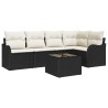 Ensemble de canapé de jardin avec coussin 6 pcs Noir Poly rotin 518211518211