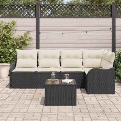 Ensemble de canapé de jardin avec coussin 6 pcs Noir Poly rotin 518211518211