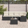 Ensemble de canapé de jardin avec coussin 6 pcs Noir Poly rotin 518211518211