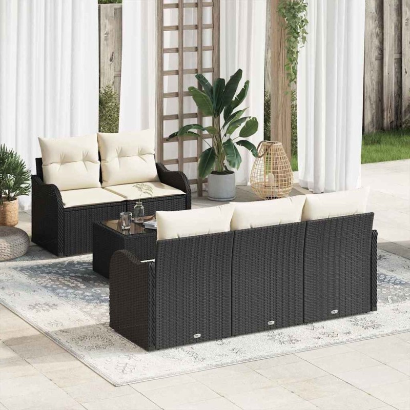 Ensemble de canapé de jardin Noir polyrotin 518215518215