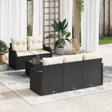 Ensemble de canapé de jardin Noir polyrotin 518215518215