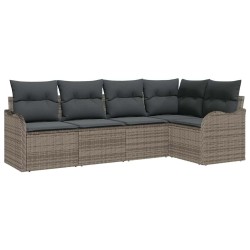 Ensemble de canapé de jardin avec coussin 5 pcs Gris Poly rotin 518219518219