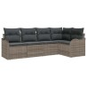 Ensemble de canapé de jardin avec coussin 5 pcs Gris Poly rotin 518219518219
