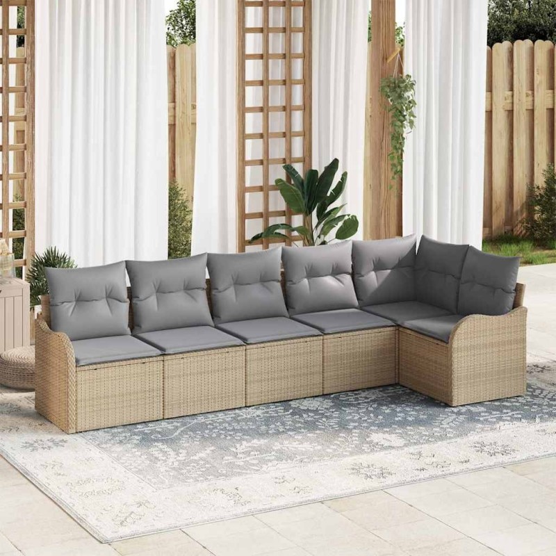 Ensemble de canapé de jardin 6 pcs Beige polyrotin 518220518220
