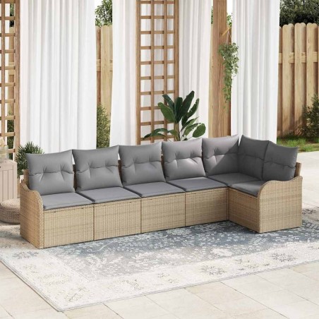 Ensemble de canapé de jardin 6 pcs Beige polyrotin 518220518220