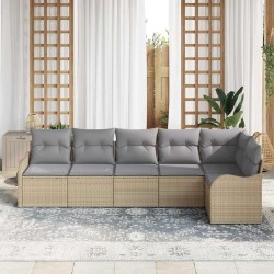 Ensemble de canapé de jardin 6 pcs Beige polyrotin 518220518220