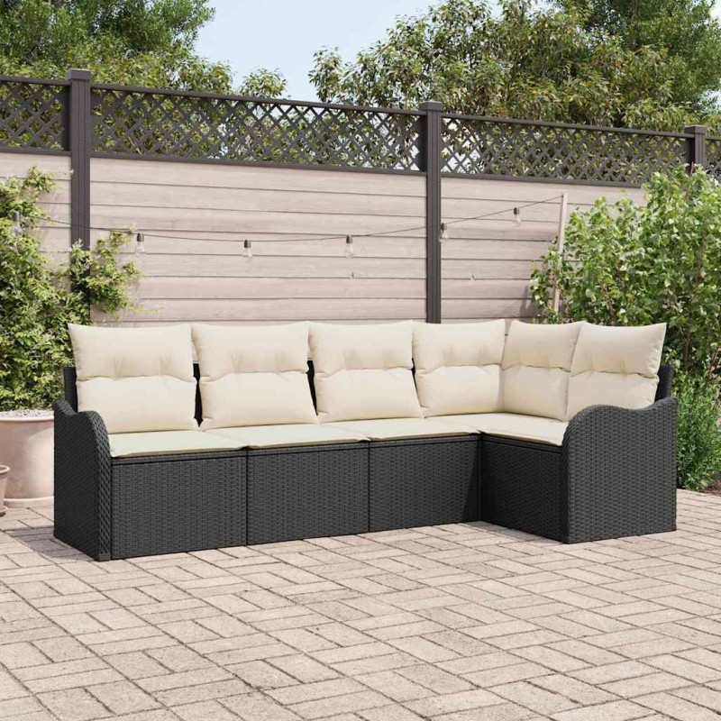 Ensemble de canapé de jardin Noir polyrotin 518221518221