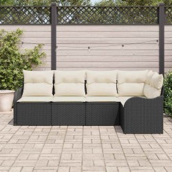 Ensemble de canapé de jardin Noir polyrotin 518221518221