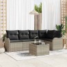 Ensemble de canapé de jardin 6 pcs Gris clair Poly rotin 518223518223
