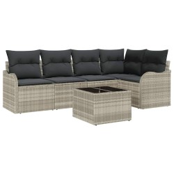 Ensemble de canapé de jardin 6 pcs Gris clair Poly rotin 518223518223