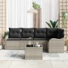 Ensemble de canapé de jardin 6 pcs Gris clair Poly rotin 518223518223