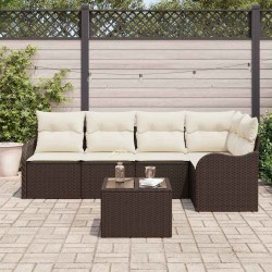 Ensemble de canapé de jardin 6 pcs Marron Poly rotin 518226518226