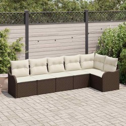 Ensemble de canapé de jardin 6 pcs Marron polyrotin 518227518227