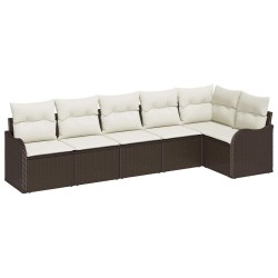 Ensemble de canapé de jardin 6 pcs Marron polyrotin 518227518227