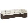 Ensemble de canapé de jardin 6 pcs Marron polyrotin 518227518227