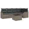 Ensemble de canapé de jardin avec coussin 6 pcs Gris Poly rotin 518230518230