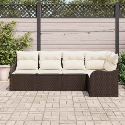 Ensemble de canapé de jardin 5 pcs Marron polyrotin 518231518231