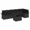 Ensemble de canapé de jardin avec coussin 7 pcs Noir Poly rotin 518233518233