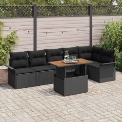 Ensemble de canapé de jardin avec coussin 7 pcs Noir polyrotin 518236518236