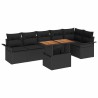 Ensemble de canapé de jardin avec coussin 7 pcs Noir polyrotin 518236518236