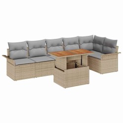 Ensemble de canapé de jardin 7 pcs Beige et Gris clair 518237518237