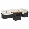 Ensemble de canapé de jardin 7 pcs Noir et Crème polyrotin 518238518238