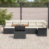 Ensemble de canapé de jardin 7 pcs Noir et Crème polyrotin 518238518238