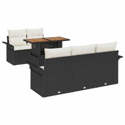 Ensemble de canapé de jardin 6 pcs Noir et Crème polyrotin 518240518240