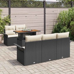 Ensemble de canapé de jardin 6 pcs Noir et Crème polyrotin 518240518240