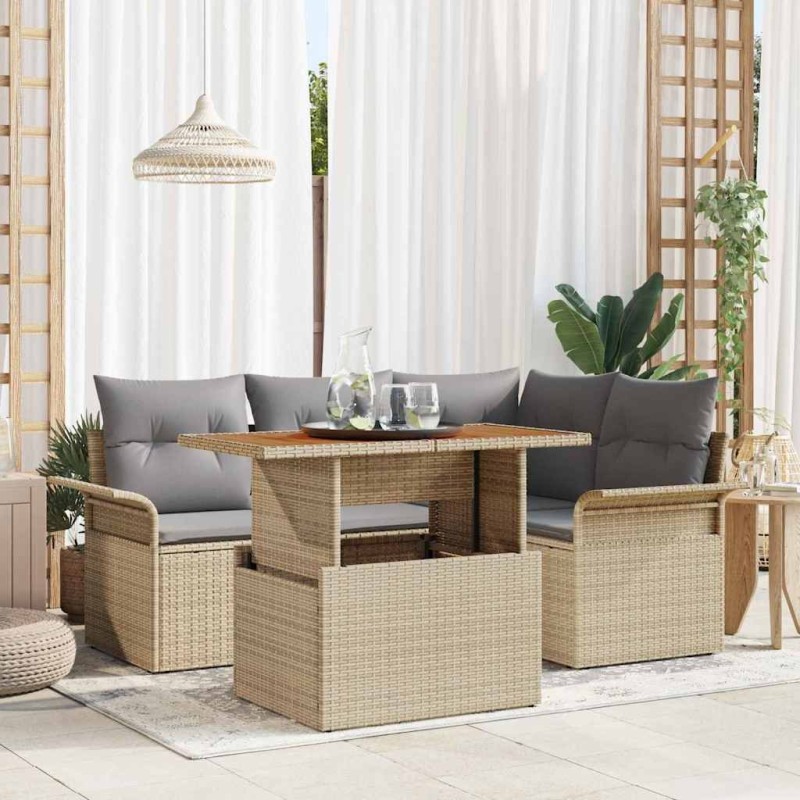 Ensemble de canapé de jardin 5 pcs beige et gris clair 518241518241