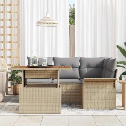Ensemble de canapé de jardin 5 pcs beige et gris clair 518241518241