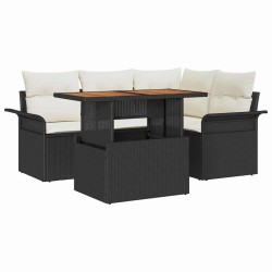 Ensemble de canapé de jardin avec coussin 5 pcs Noir et crème 518242518242