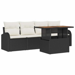 Ensemble de canapé de jardin avec coussin 5 pcs Noir et crème 518243518243