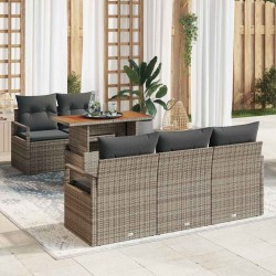 Ensemble de canapé de jardin avec coussin 6 pcs Gris 518251518251