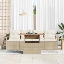 Ensemble de canapé de jardin avec coussin 5 pcs beige et crème 518253518253