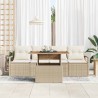 Ensemble de canapé de jardin avec coussin 5 pcs beige et crème 518253518253