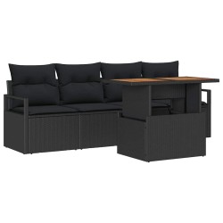 Ensemble de canapé de jardin avec coussin 5 pcs Noir 518254518254