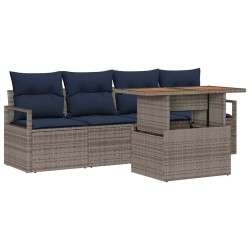 Ensemble de canapé de jardin 5 pcs gris et bleu marine 518255518255