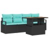 Ensemble de canapé de jardin avec coussin 5 pcs Noir et bleu 518256518256