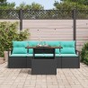 Ensemble de canapé de jardin avec coussin 5 pcs Noir et bleu 518256518256