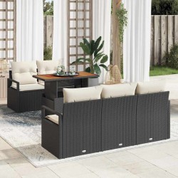 Ensemble de canapé de jardin avec coussin 6 pcs Noir et crème 518257518257