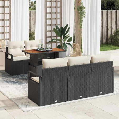 Ensemble de canapé de jardin avec coussin 6 pcs Noir et crème 518257518257