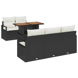 Ensemble de canapé de jardin avec coussin 6 pcs Noir et crème 518257518257
