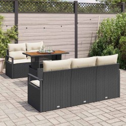 Ensemble de canapé de jardin avec coussin 6 pcs Noir et crème 518257518257