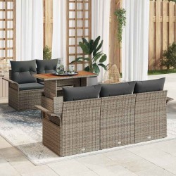 Ensemble de canapé de jardin avec coussin 6 pcs Gris polyrotin 518259518259