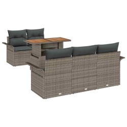 Ensemble de canapé de jardin avec coussin 6 pcs Gris polyrotin 518259518259