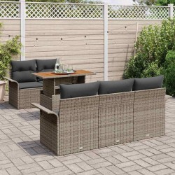 Ensemble de canapé de jardin avec coussin 6 pcs Gris polyrotin 518259518259