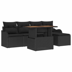 Ensemble de canapé de jardin avec coussin 6 pcs Noir polyrotin 518261518261